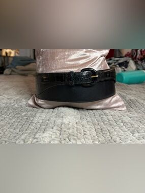 Oscar de la Renta Black Alligator Wrap Belt